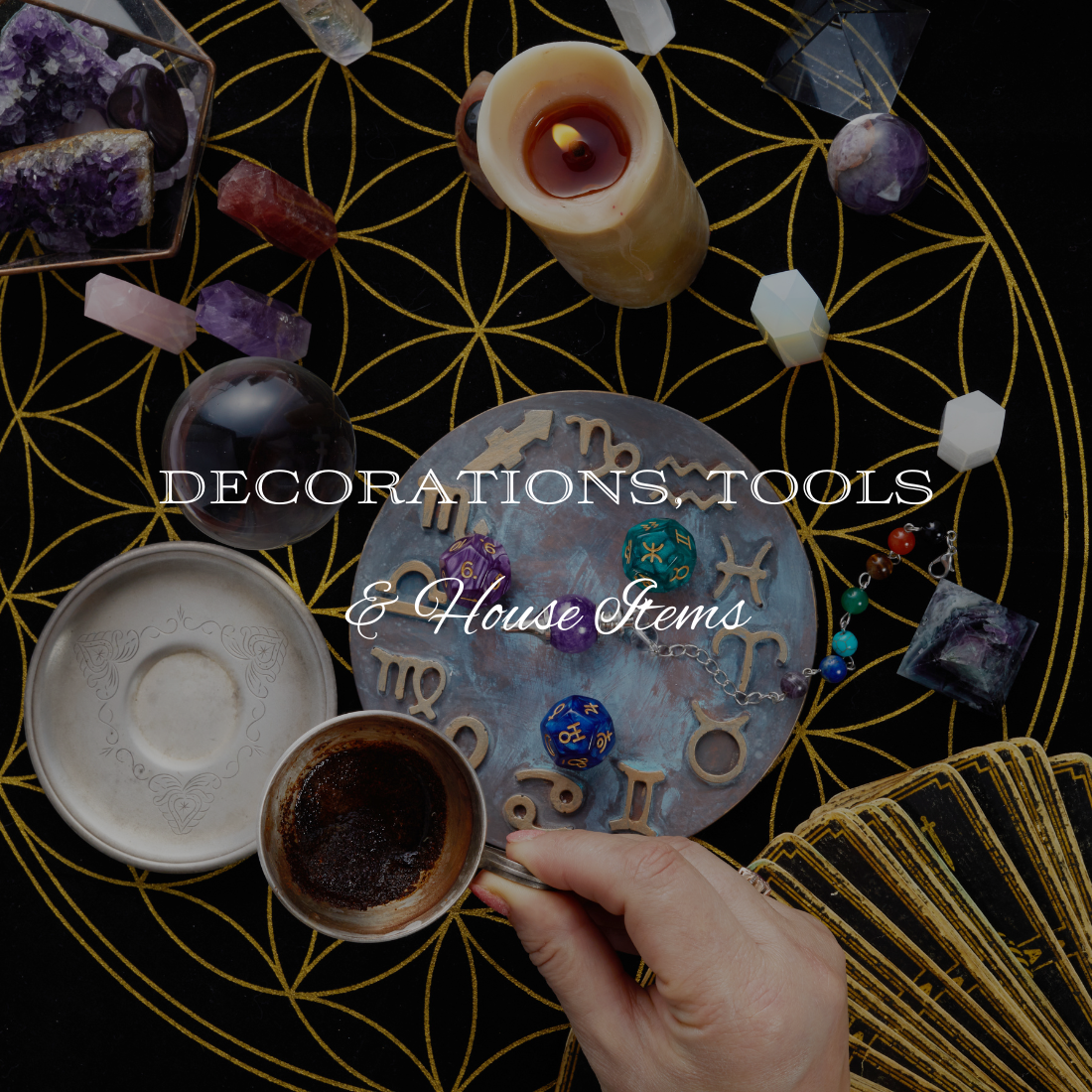 altar, decorations, witchy decor, tools, house items