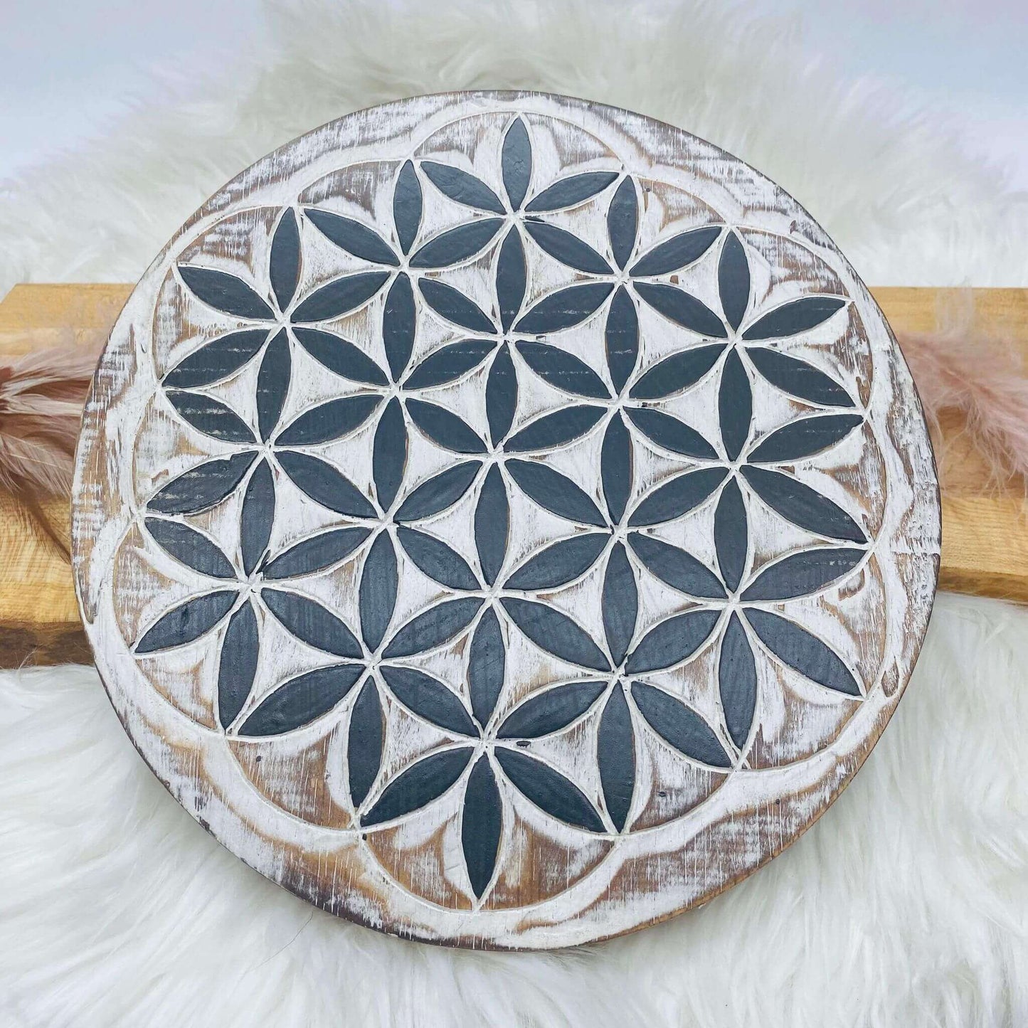 Flower of Life Wood Grid at $30 only from Spiral Rain